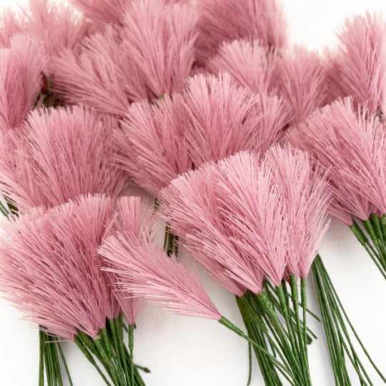 Dusty Pink Fabric Pine Sprigs or Pampas Grass ~ Bundle of 12 ~ 1-1/2" Long